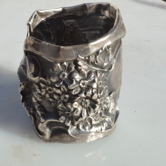 Antique Art Nouveau Floral Silver Plate Bracelet Victorian Wide Repoussé Baroque - Picture 6 of 8